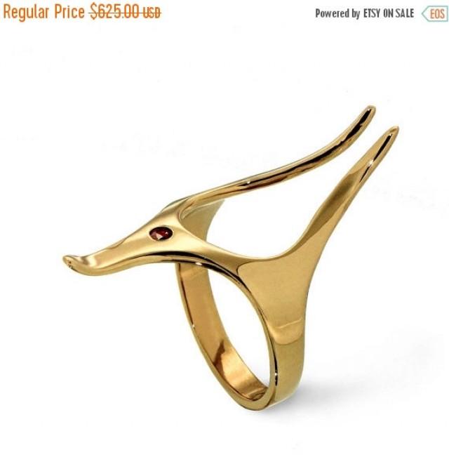ANUBIS Egyptian Ruby Ring, 14k Yellow 