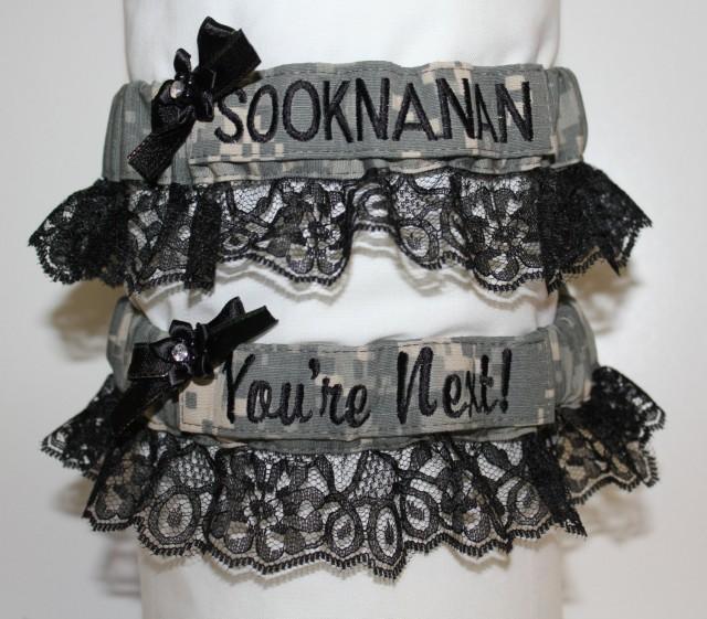 Military Bridal Garters (Black) Army, Navy, Marines & Air Force