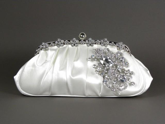 white satin bridal purse