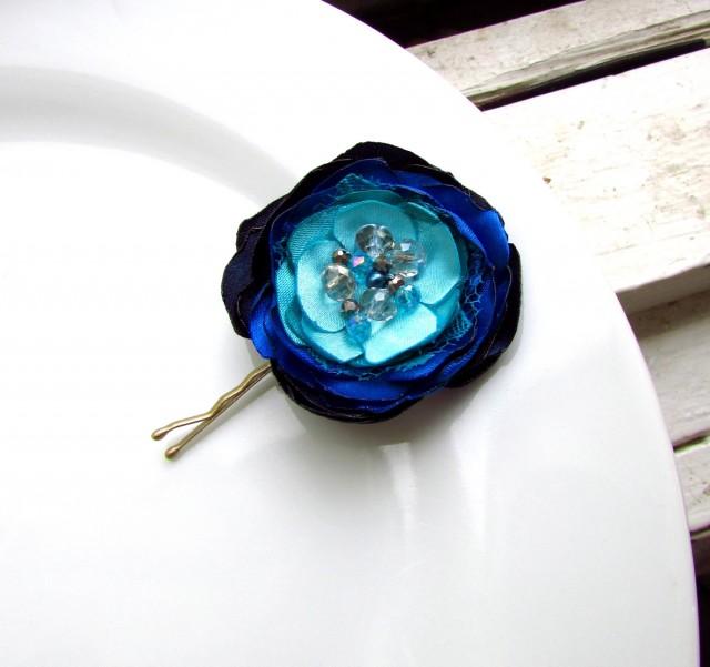Ombré Blue Hair Piece, Turquoise Navy 