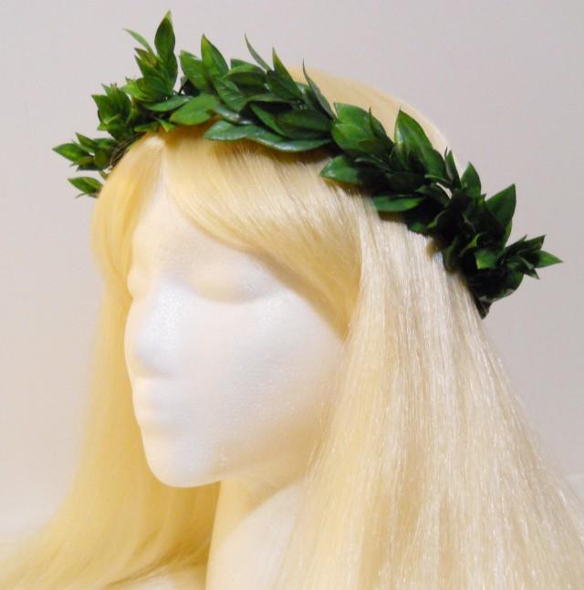 Green Leaf Crown For A Greek, Roman Goddess, Laurel Wreath, Headpiece