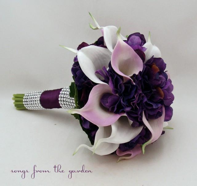 Calla Lily Hydrangea Bridesmaid Bouquet Lavender White