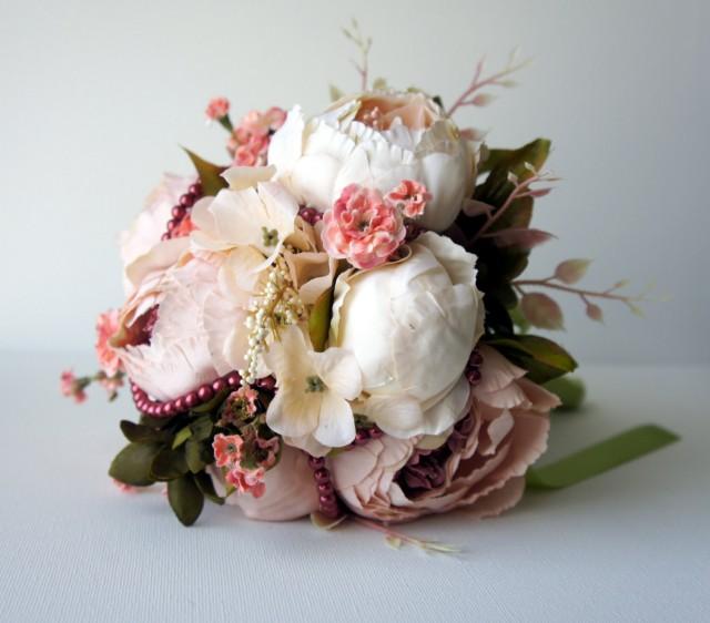 Blush Peony Bridal Bouquet Silk Wedding Flowers Vintage Wedding Blush Peony Bridal Bouquet Silk Wedding Flowers Vintage Wedding