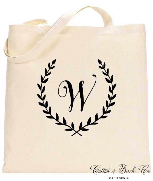 Personalized Monogram Wreath Tote Bag // Personalized Tote Bag// Wedding Totes// Bridal Party ...