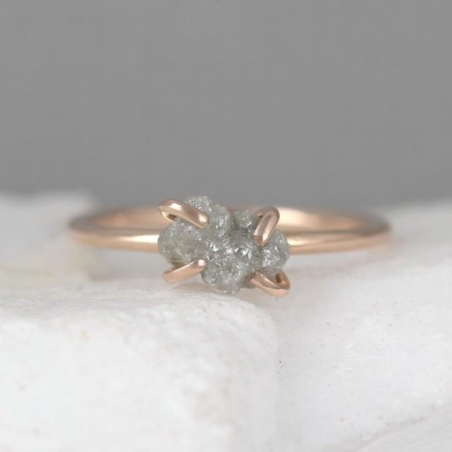 Raw Uncut Rough Diamond Engagement Ring 14K Rose GoldRough Diamond