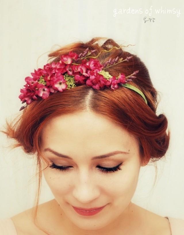Floral Headband, Pink Flower Crown, Hair Accessories, Romantic Floral