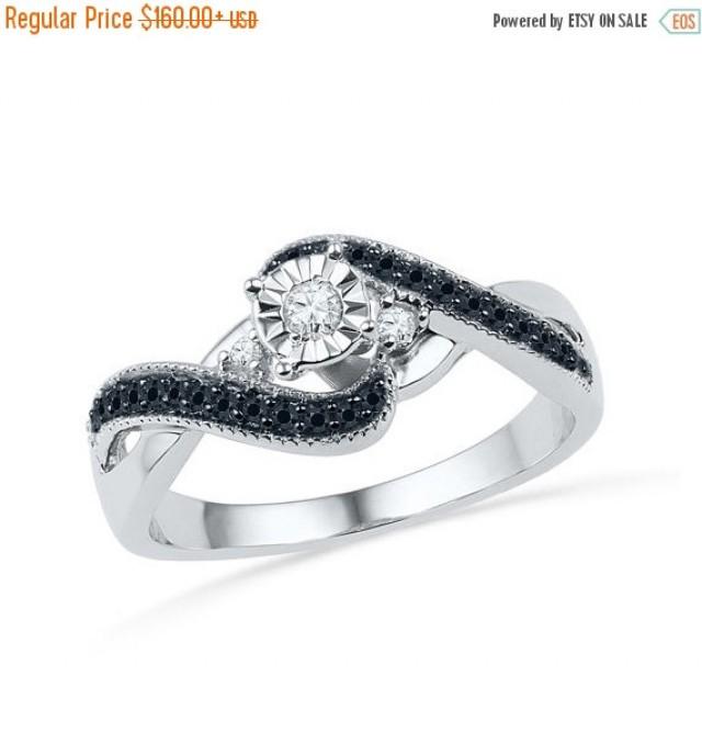 15 OFF Holiday Sale Sterling Silver Diamond Promise Ring, 1/4 CT. T.W. Black And White Diamond