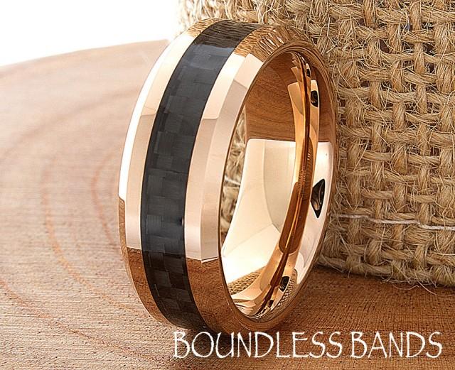 8mm White Engagement Tungsten Ring Rose Gold Color Celtic