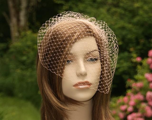 Blush Pink Birdcage Veil, Ready To Ship, Bridal Bird Cage, Wedding