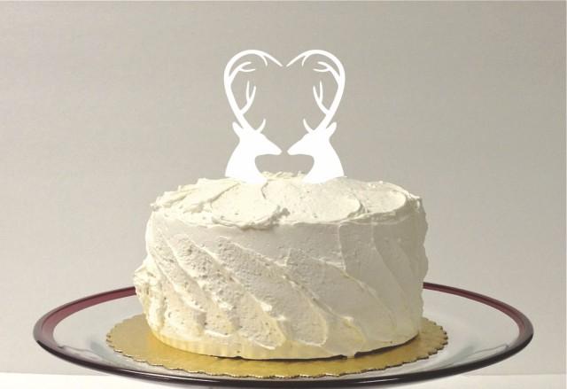 Winter Reindeer Wedding Cake Topper Christmas Cake Topper Country