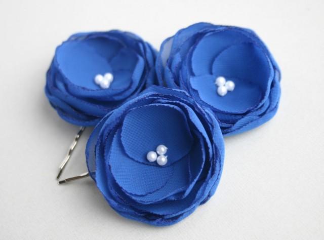 Royal Blue Flower Hair Accessories Blue Flower Hair Clips