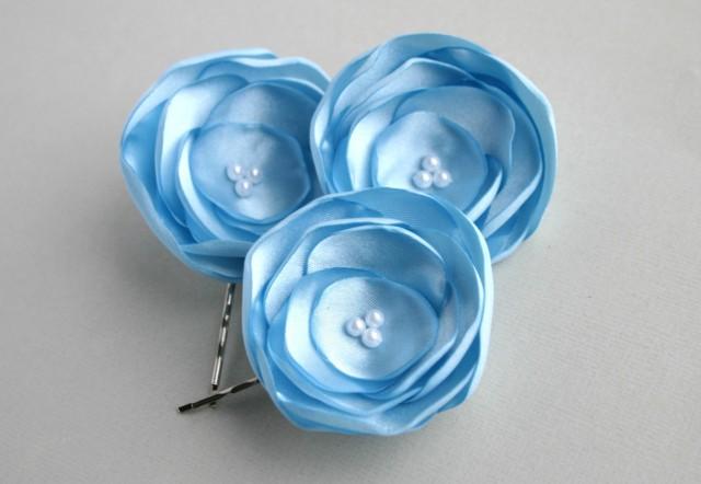 2. Handmade Baby Blue Flower Hair Clip - wide 3