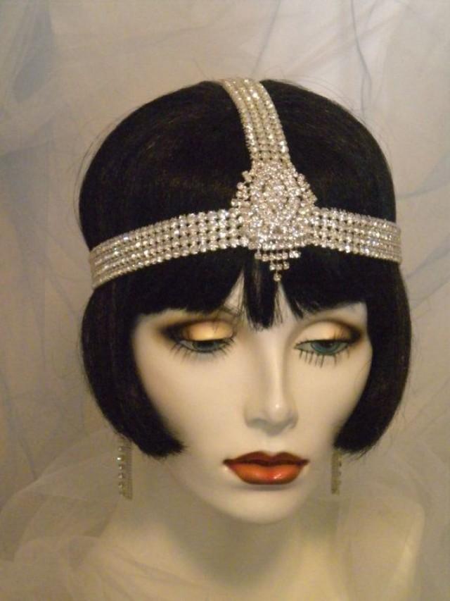 1920s Bridal Headpiece Art Deco Downton Abbey Flapper Headband Gatsby 1930s Silver