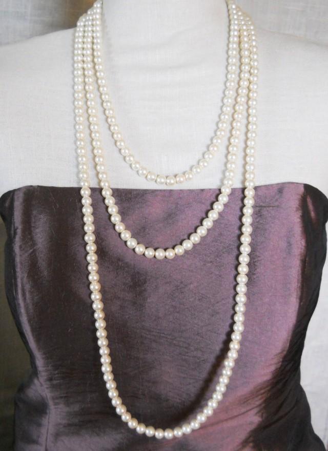 Long Strand Pearl Necklace Wrap Style Layering Pearl Necklace Extra