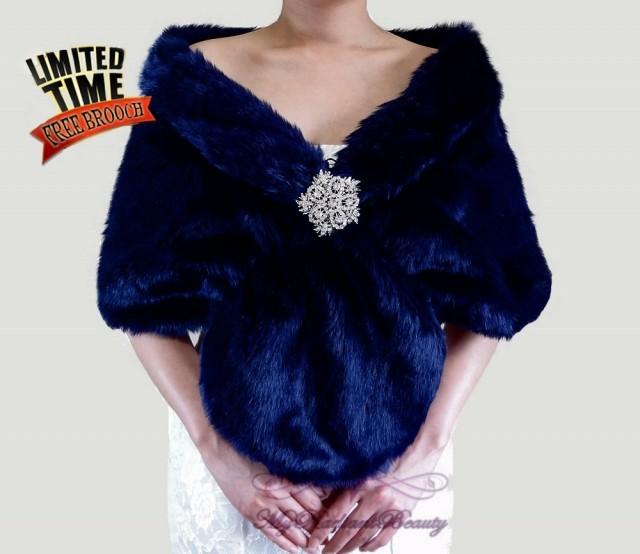 royal blue fur shawl