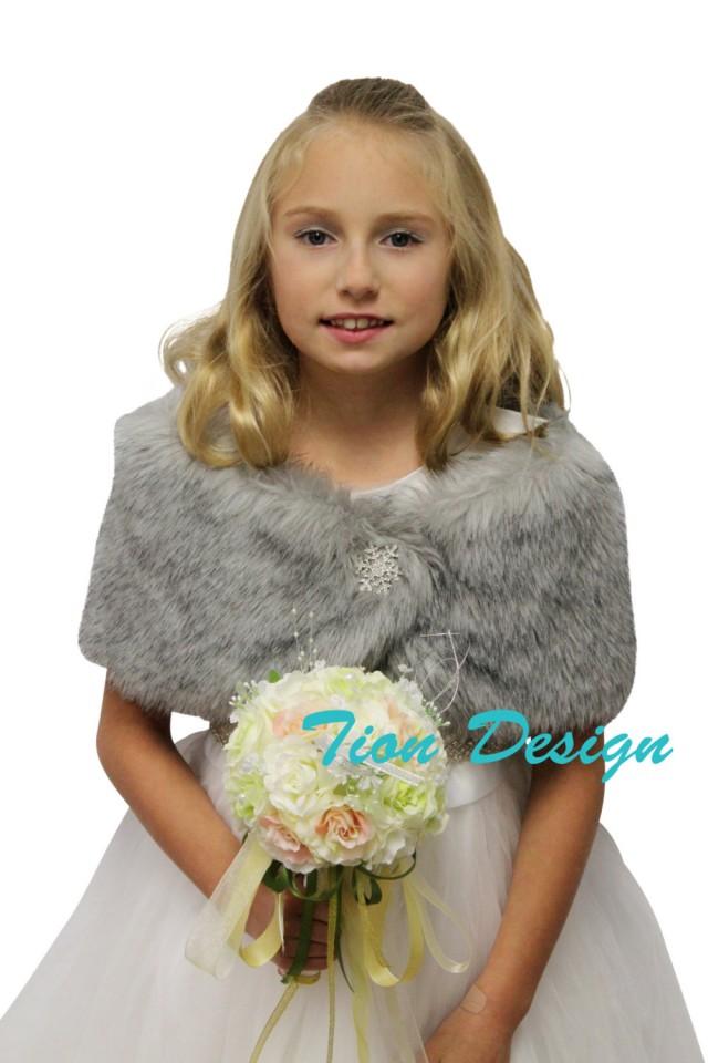 flower girl faux fur cape