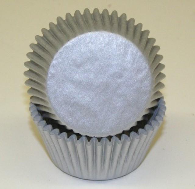 100 Silver Shimmer Cupcake Liners, Silver Shimmer Baking Cups, Silver