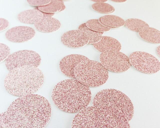 100 Blush Pink Glitter Circle Confetti 1" Confetti For Weddings