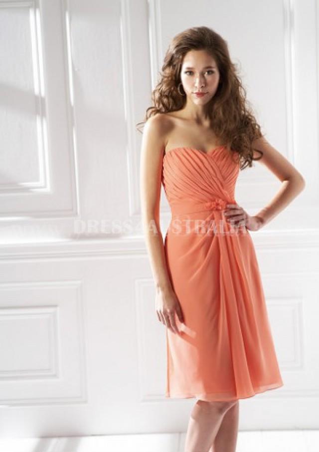 Buy Australia Orange Short Sweetheart Neckline Pleated Bodice Chiffon