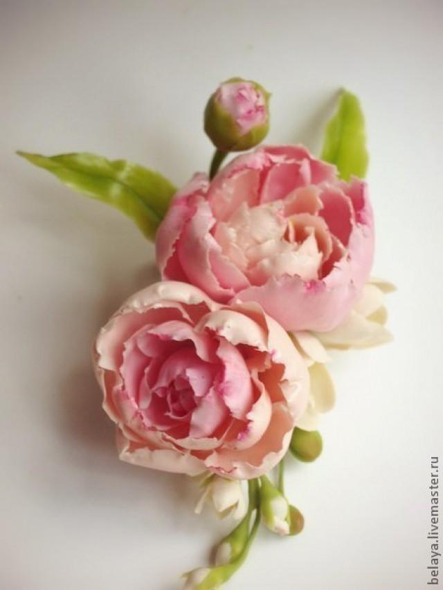 Peony Hair Clip Cold Porcelain Barrette With Flowers