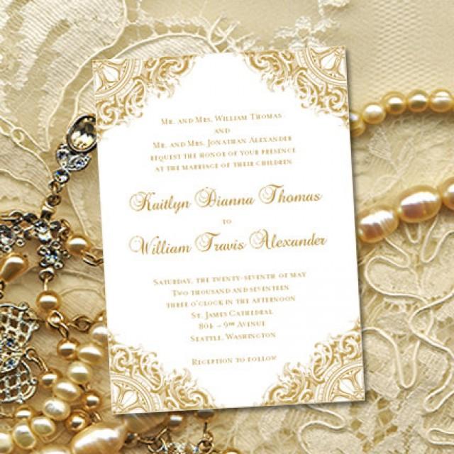 Gold Vintage Wedding Invitations Or 50th Wedding Anniversary