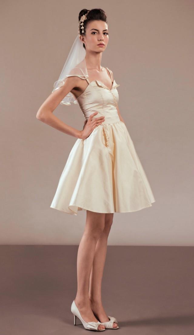 Akemi Short Silk Wedding Dress Ensemble With Pockets Complete Bridal