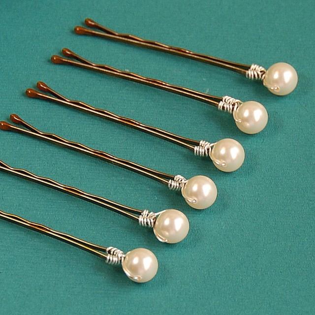 Pearl Bobby Pins, Ivory Pearl Hair Pins, 8 Mm Swarovski Crystal Pearls