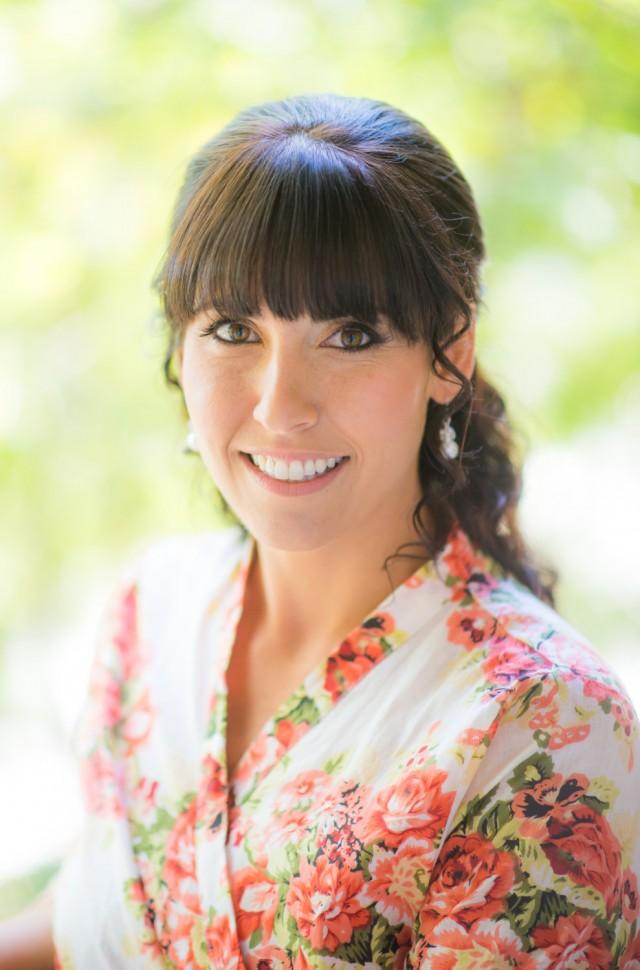 White Floral Bridal Robe/ Short Robe For The Bridetobe/ Cotton Robe