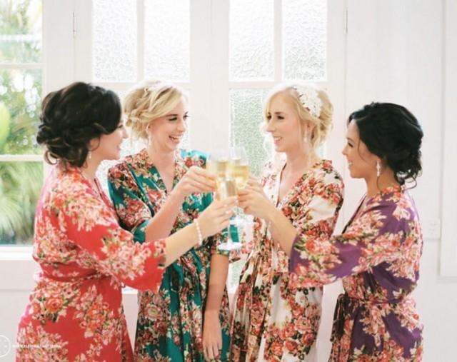 Floral Bridesmaid Robes. Bridal Robe. Getting Ready Photo Robe. Bridal