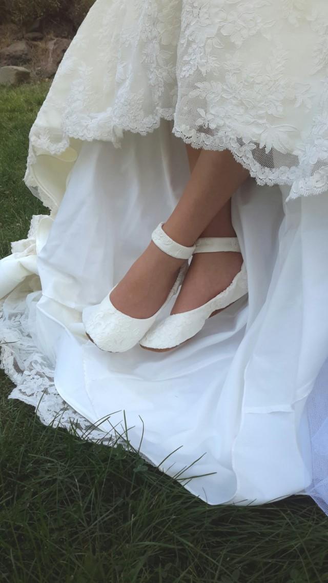 Lace Wedding Shoes With Ankle Strap 