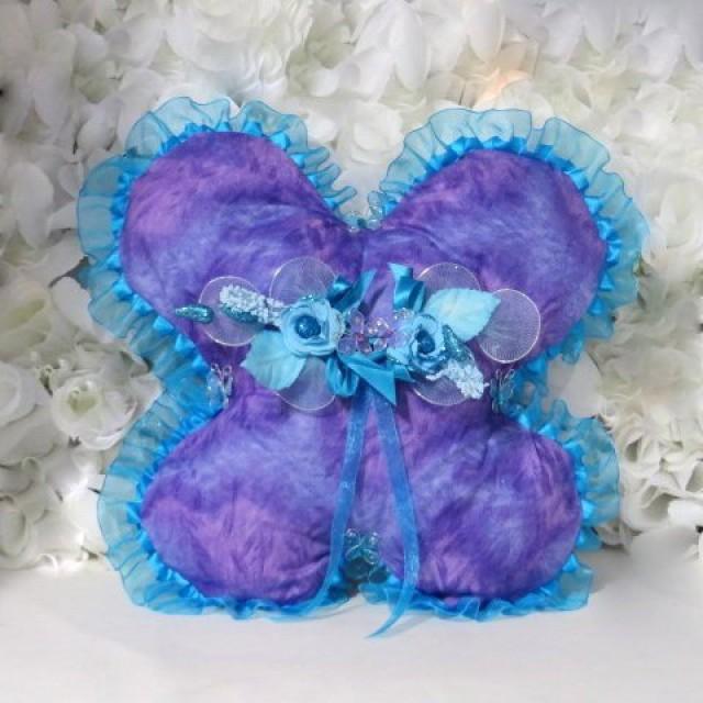 Wedding Ring Bearer Pillow Purple And Turquoise Purple And