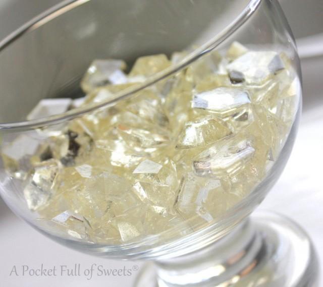 125 CLEAR Edible Sugar Candy Gems Diamonds Jewels Barley Sugar Bite