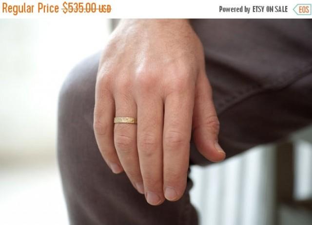 Sale - Mens Gold Wedding Band, 14K Solid Gold Mans Wedding Ring
