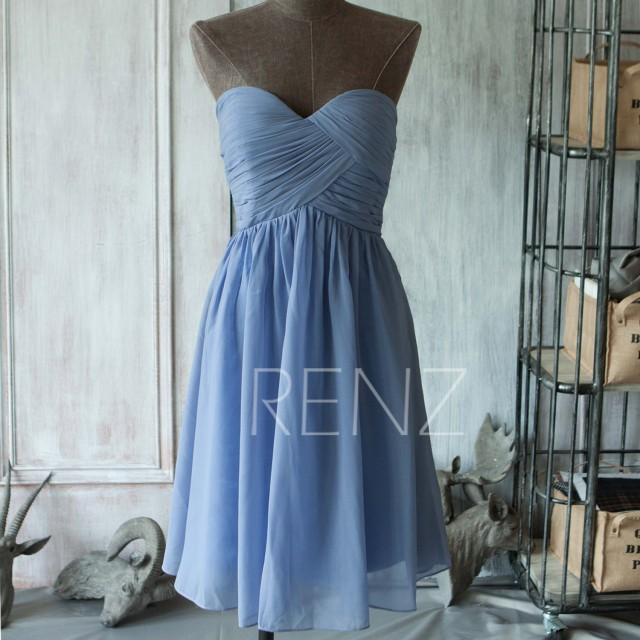 2015 Short Slate Blue Bridesmaid Dress ...