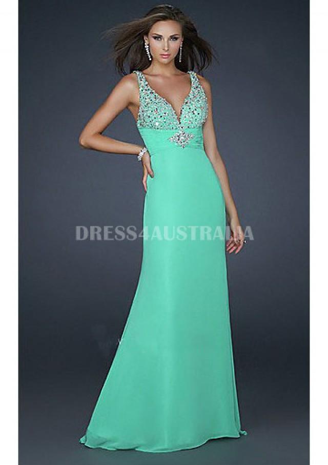 Buy Australia Vneck Blue Chiffon Long Dress/ Prom Dresses