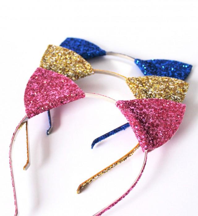 Glitter Kitty Cat Ears Headband Halloween Fancy Dress Cat Woman