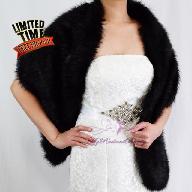 black fur shawl for wedding