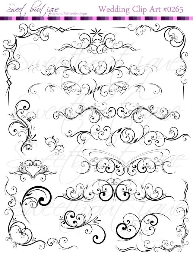 BLACK Digital Clip Art Floral Flower Clipart Silhouette