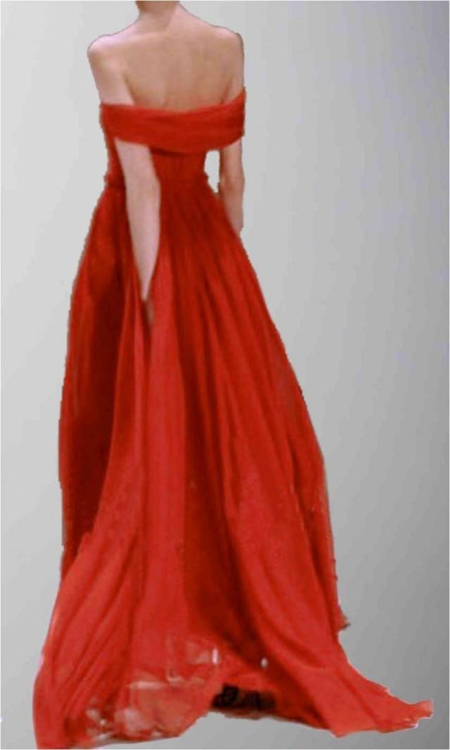 red flowing gown