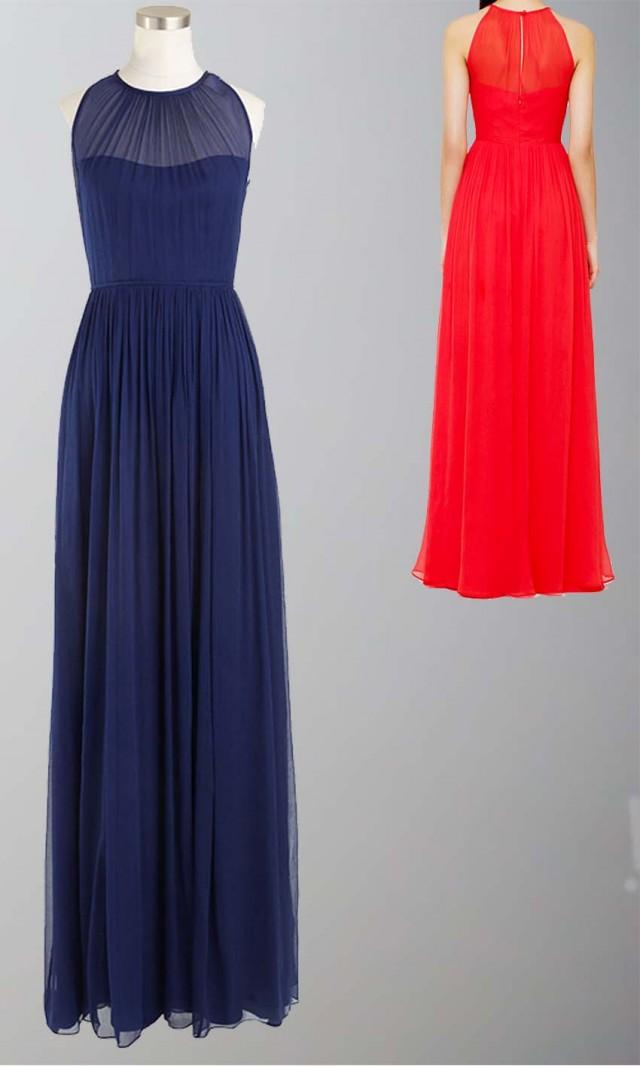Long Bridesmaid Dresses UK With Illusion Neckline KSP336 [KSP336] £82