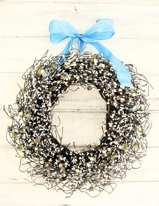 Winter Wedding Wreath Vintage Wedding Decor Teal Blue Creamy White Wreath Wedding Decorations Shabby Chic Wedding Custom Wedding Decor 2428002 Weddbook