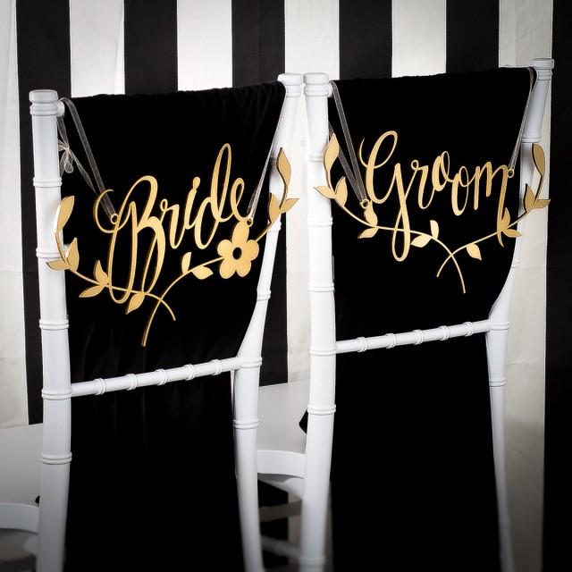 Wedding Chair Signs Decoration Bride And Groom Chairs Signs