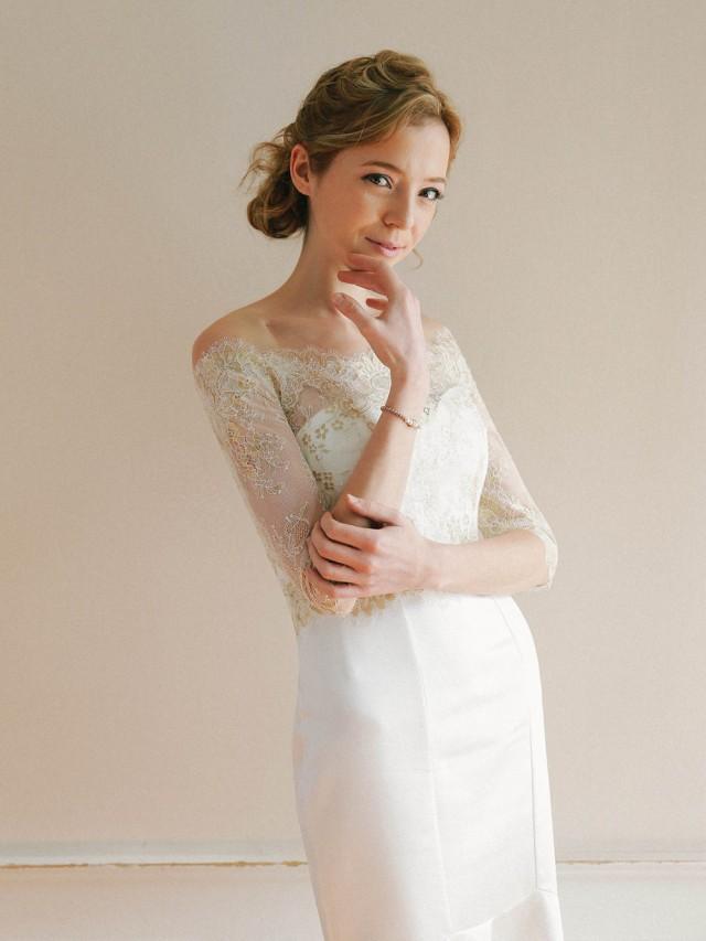 off the shoulder wedding dress topper