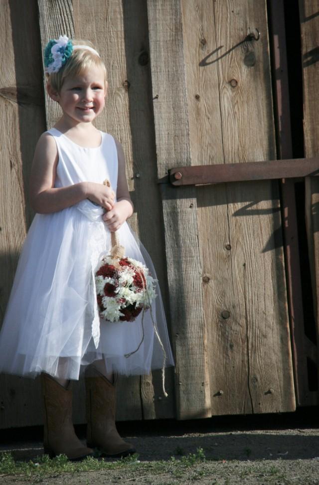 Vintage Style Flower Girl Dress, Natural Organic Cotton Flower Girl