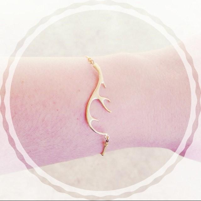 Antler Bracelet Country Wedding Hunting Jewelry Gold Antler