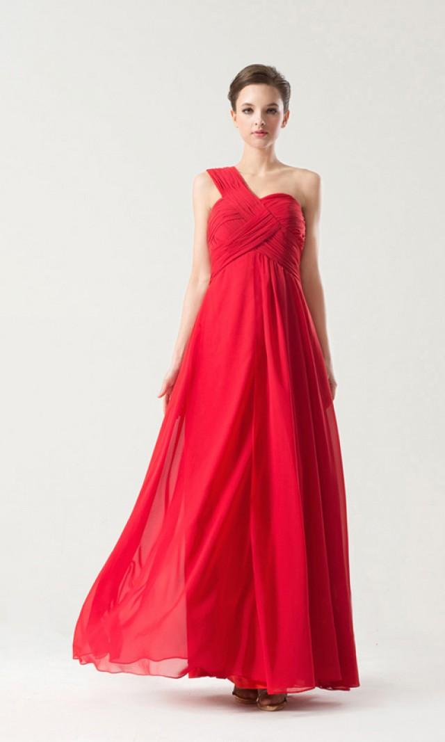 Gorgeous Red Long One Shoulder Chiffon Maid Of Honor Dress Ksp143 2429027 Weddbook 2061