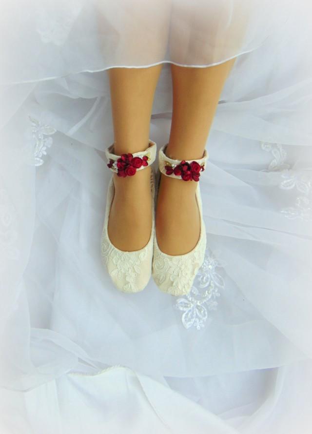 Flat Wedding ShoeLace Bridal FlatLace Bridal ShoeIvory Bridal Flat