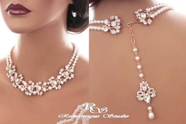 Bridal Backdrop Necklace ROSE GOLD 