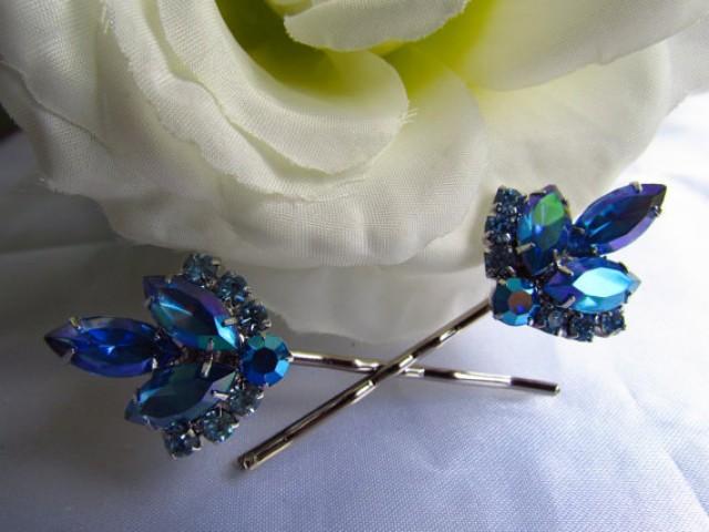 Blue and White Flower Hair Comb - wide 7
