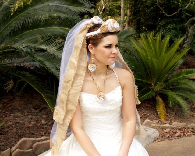 Untarnished Burlap Wedding Veil Rustic Wedding Veil With